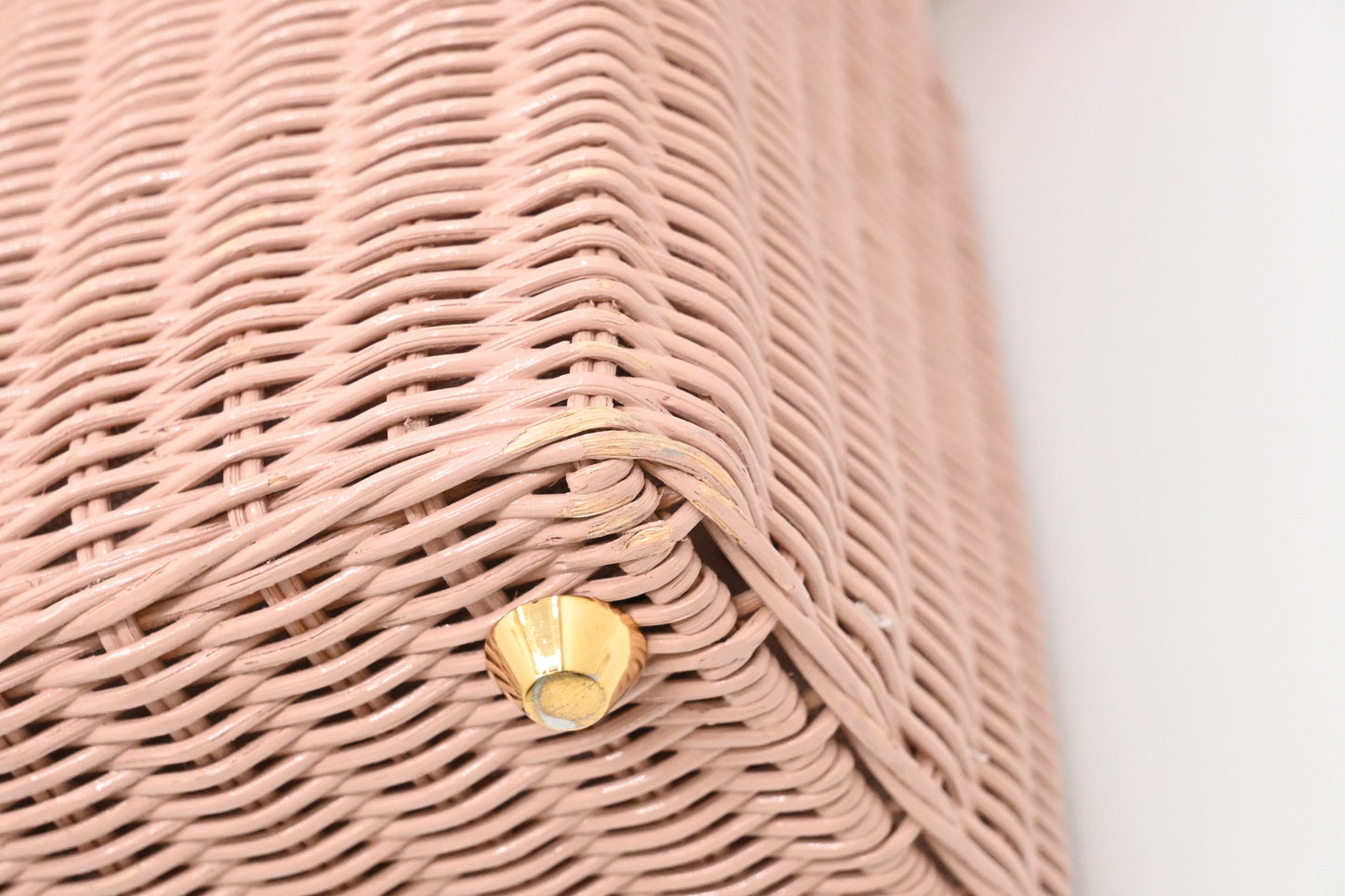 Prada Wicker Basket Bag in Pink Canvas