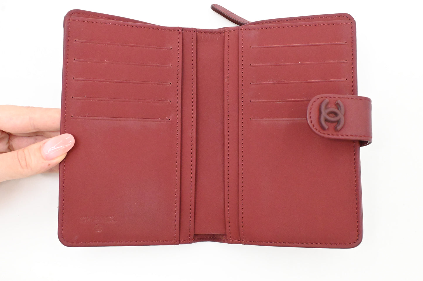 Chanel Bifold Wallet in Burgundy Leather