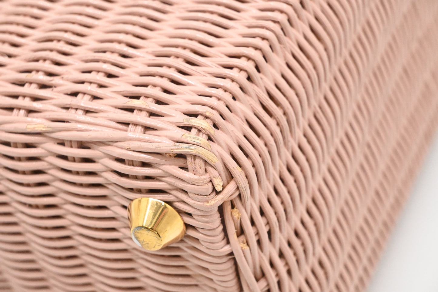 Prada Wicker Basket Bag in Pink Canvas