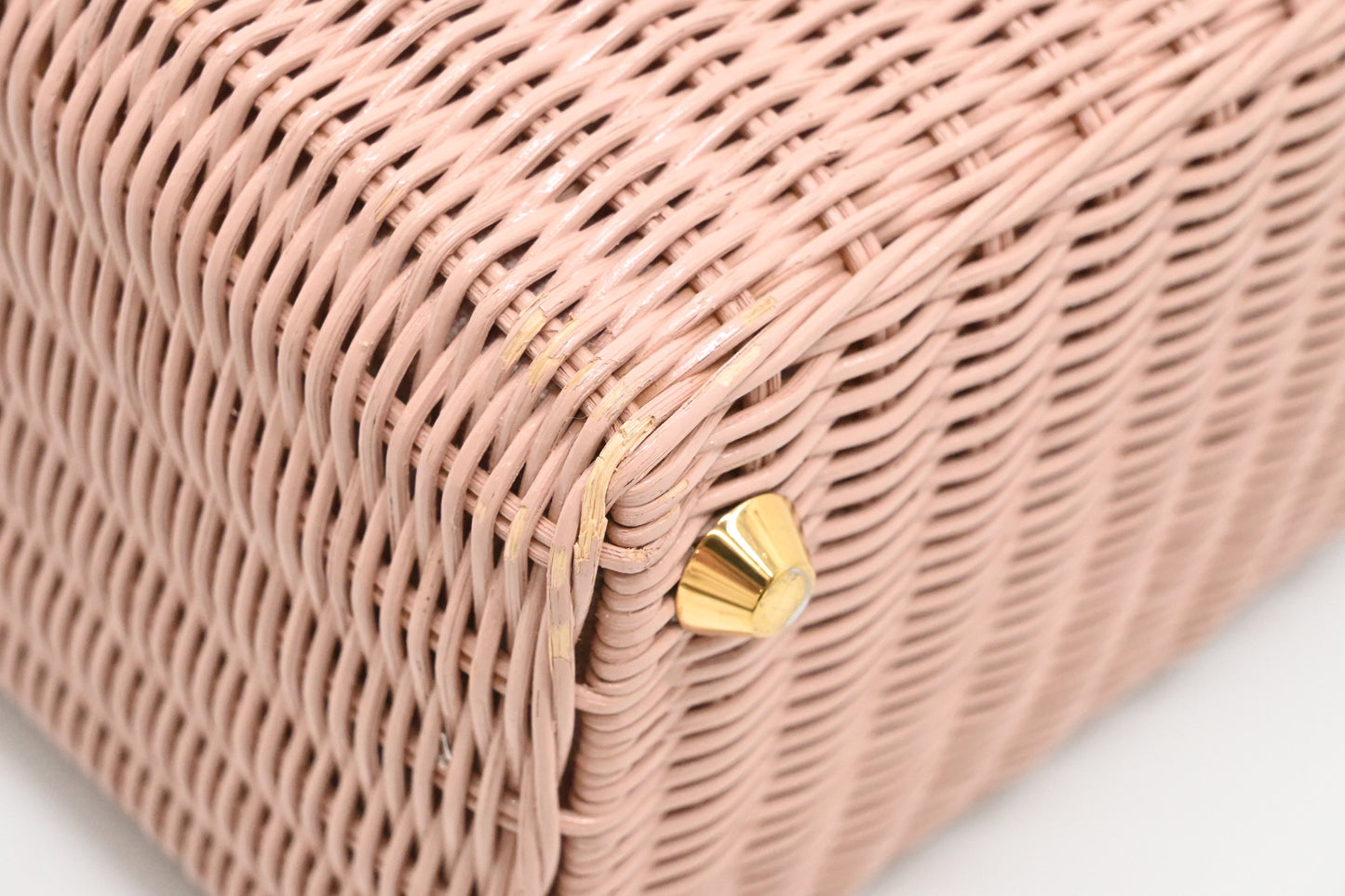 Prada Wicker Basket Bag in Pink Canvas