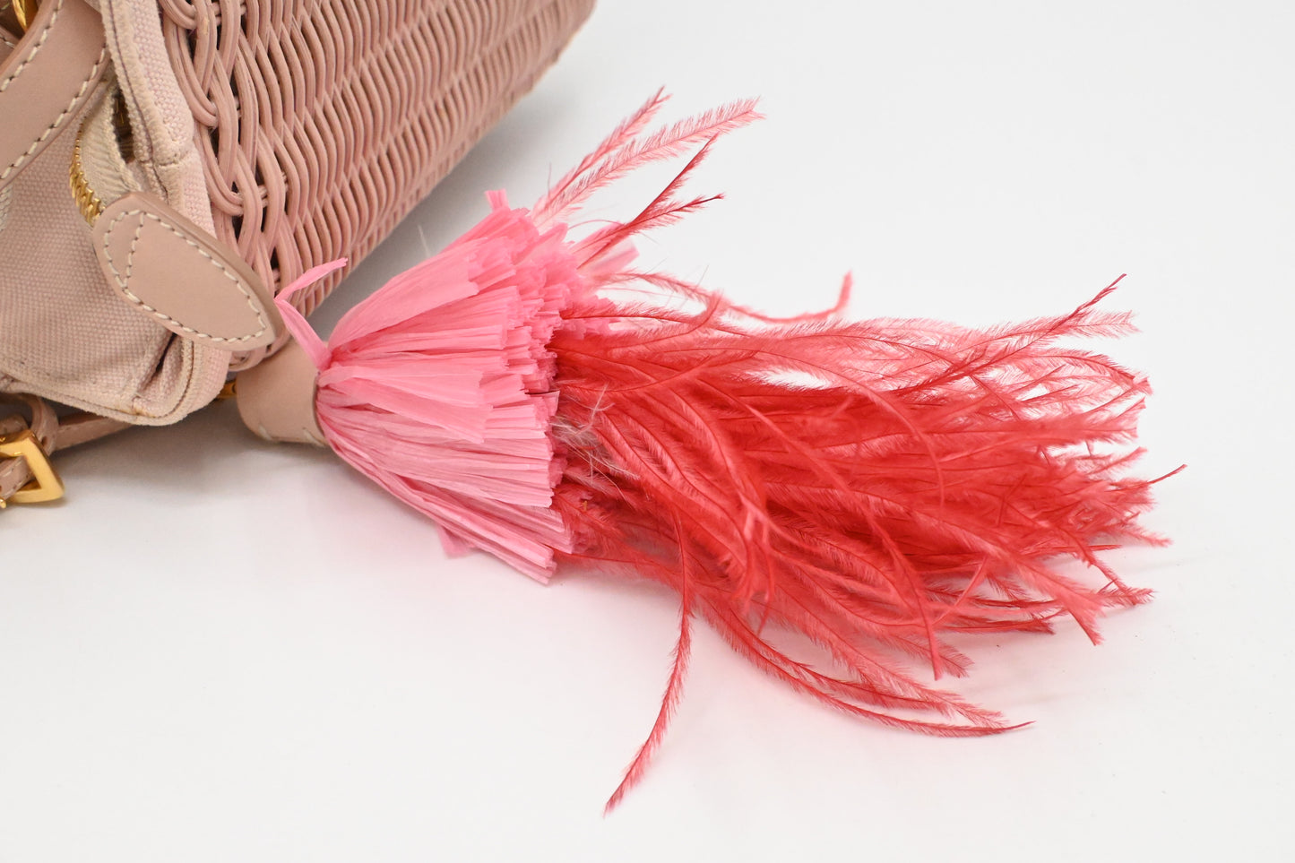 Prada Wicker Basket Bag in Pink Canvas