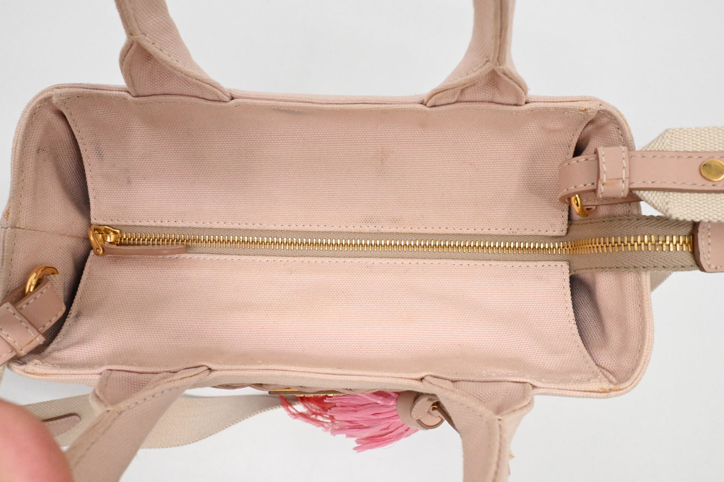 Prada Wicker Basket Bag in Pink Canvas