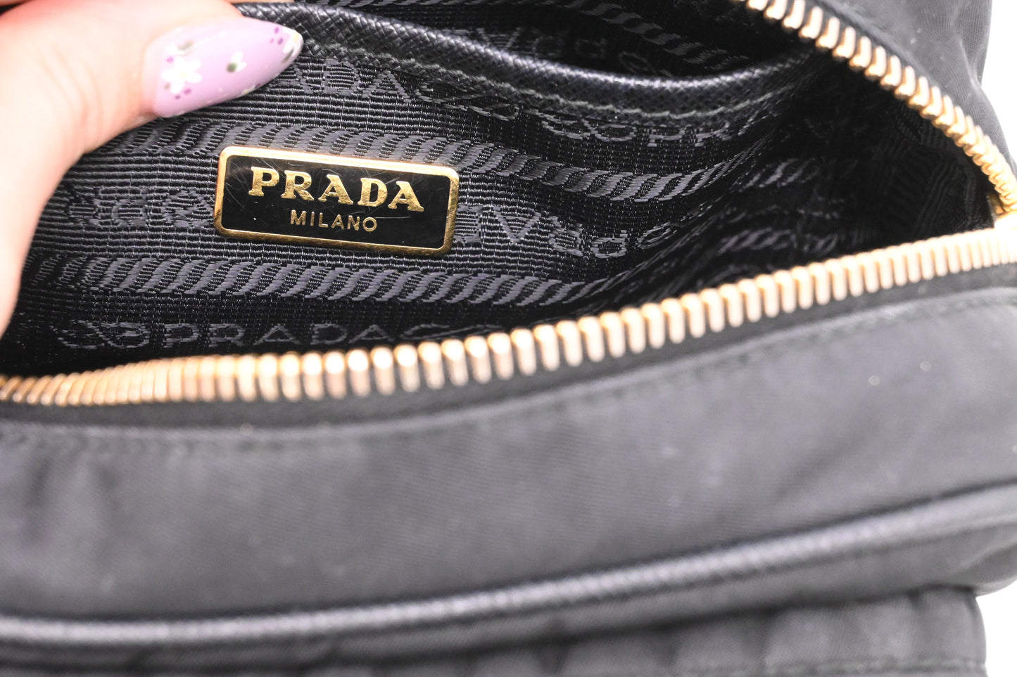 Prada Small Camera Bag in Black Nylon