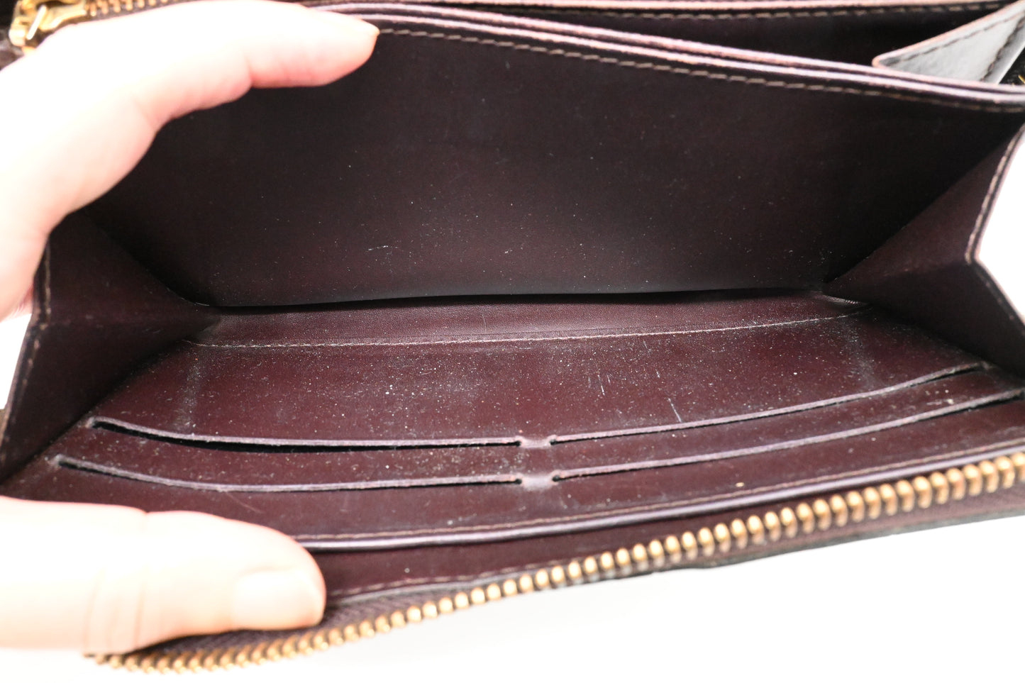 Louis Vuitton Long Zippy Wallet in Amarante Vernis Leather