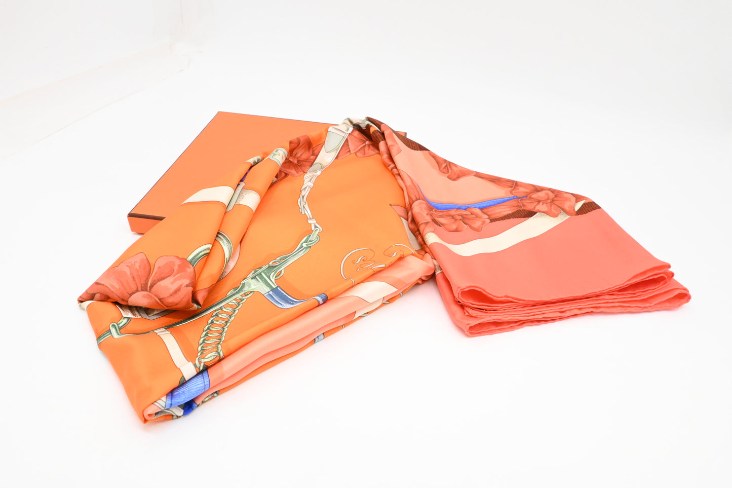 Hermes 'Grand Manege' Carre 140 in Pink and Orange Silk
