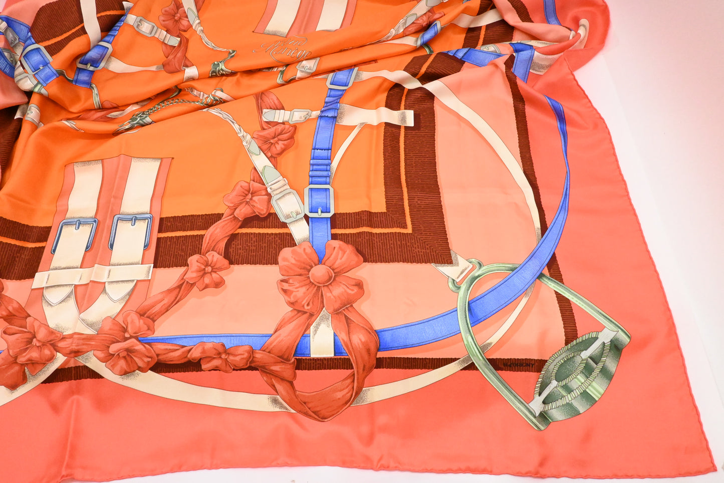 Hermes 'Grand Manege' Carre 140 in Pink and Orange Silk