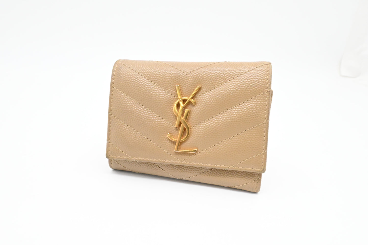 YSL Saint Laurent Key Case 6 in Beige Leather