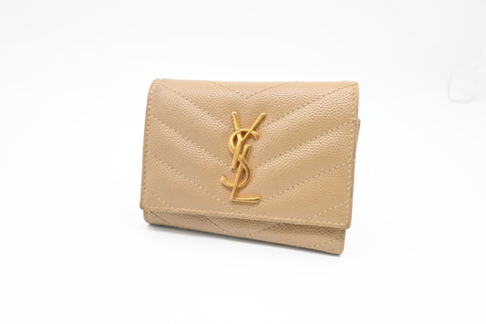 YSL Saint Laurent Key Case 6 in Beige Leather