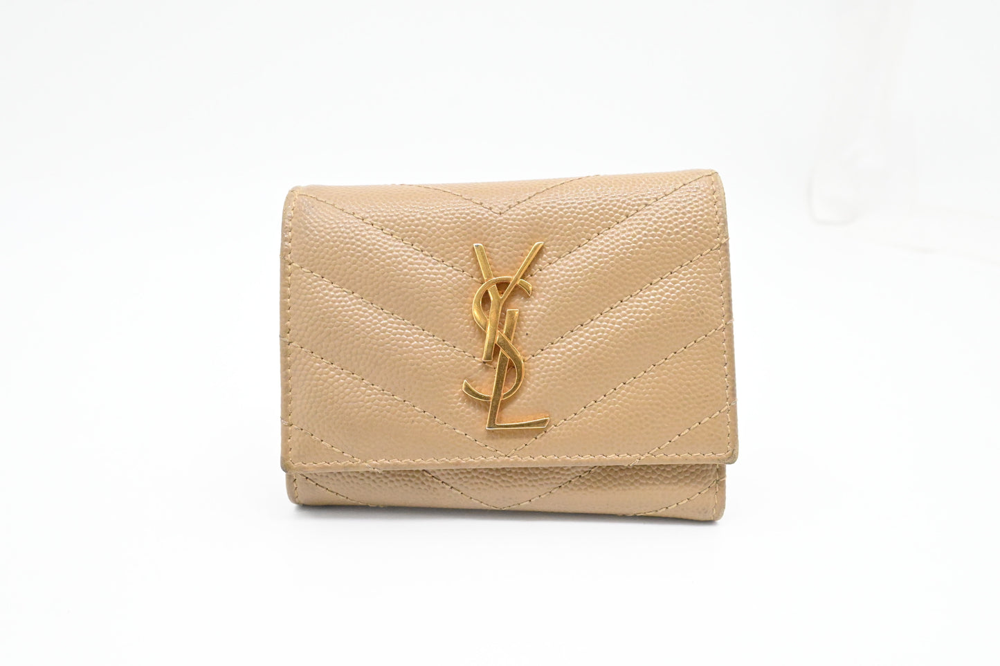 YSL Saint Laurent Key Case 6 in Beige Leather