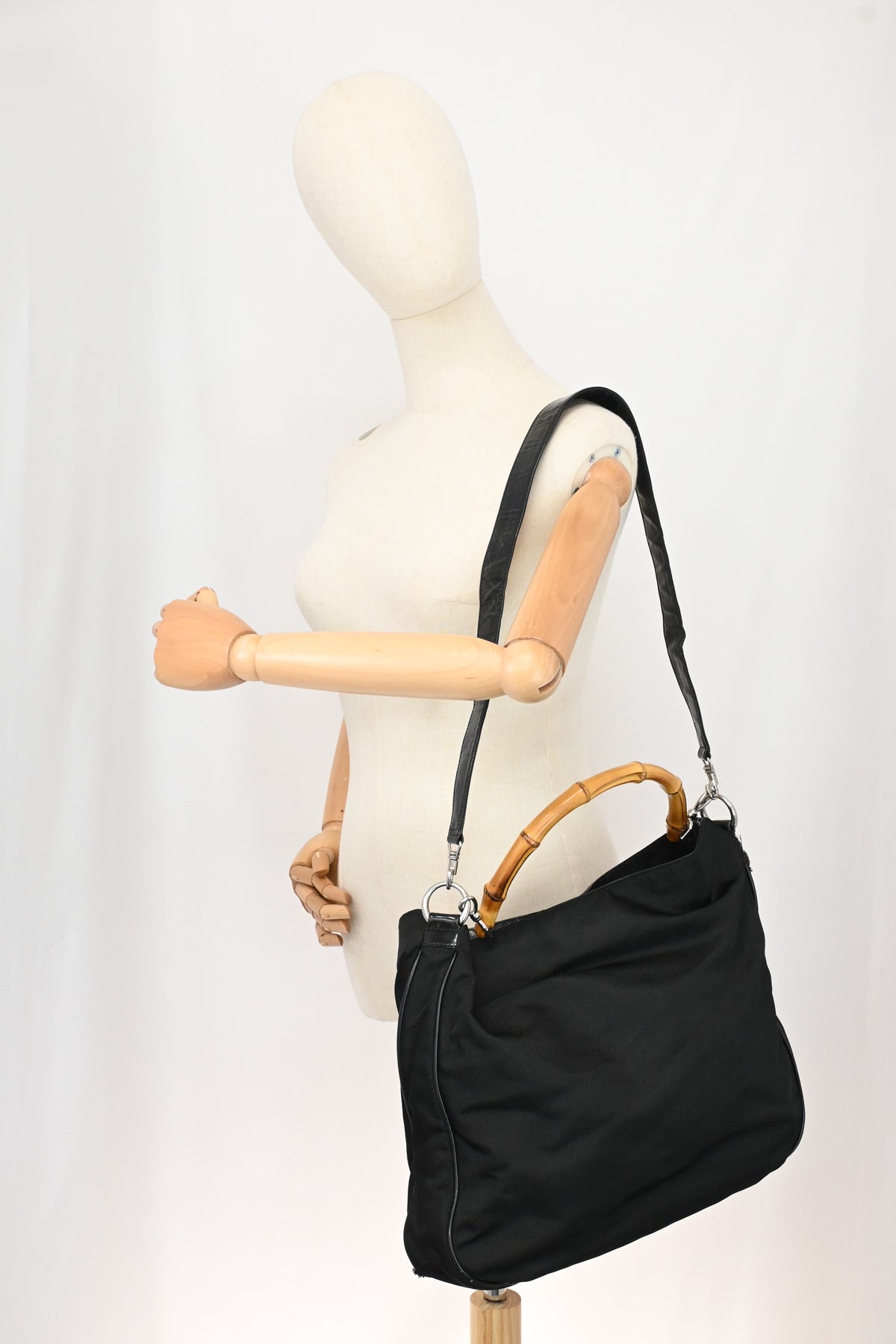 Gucci Bamboo Handbag in Black Nylon
