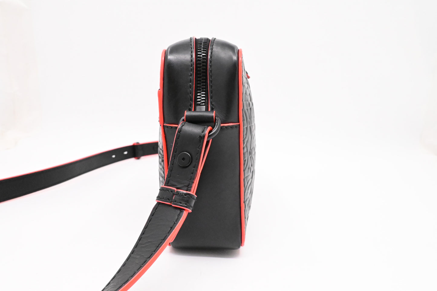 Ferragamo Embossed Gancini Crossbody in Black Leather
