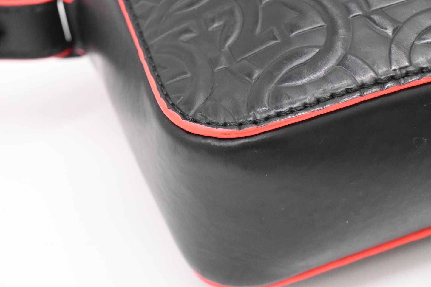Ferragamo Embossed Gancini Crossbody in Black Leather