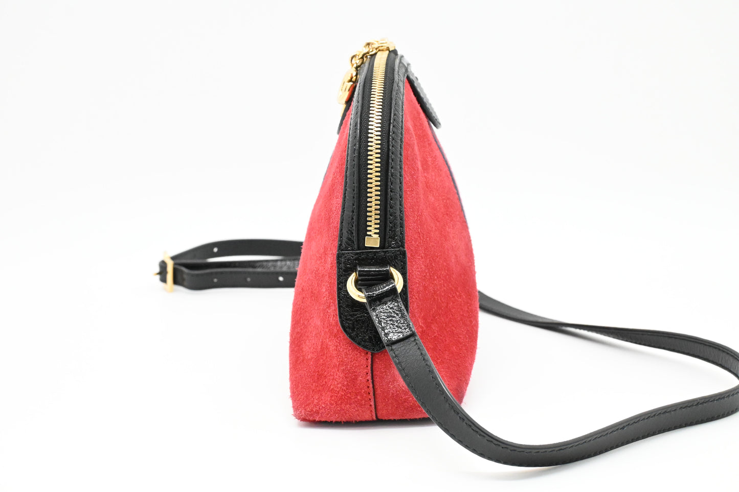 Gucci Ophidia Dome Crossbody Bag in Red Suede Leather