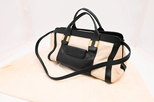 Chloe Large Alice in Cream and Black Leather