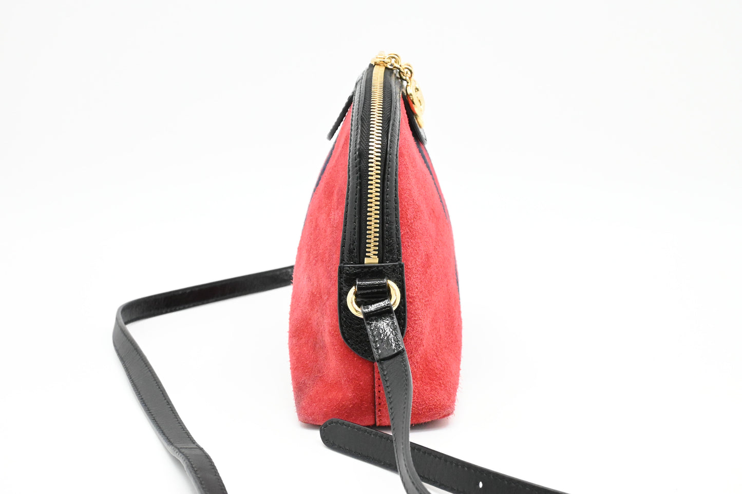 Gucci Ophidia Dome Crossbody Bag in Red Suede Leather