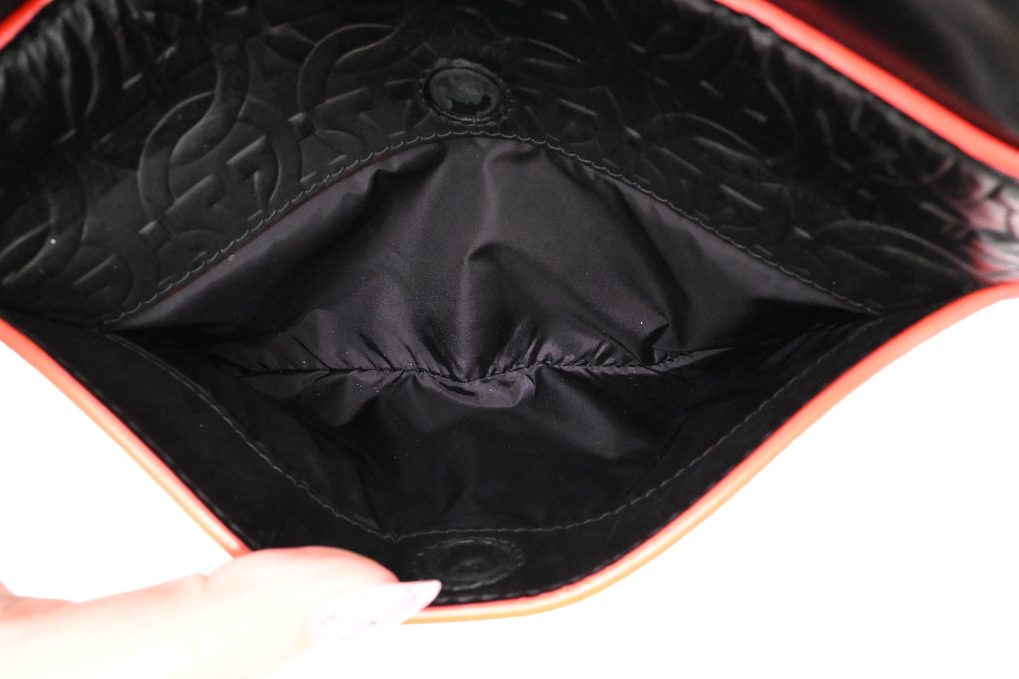 Ferragamo Embossed Gancini Crossbody in Black Leather
