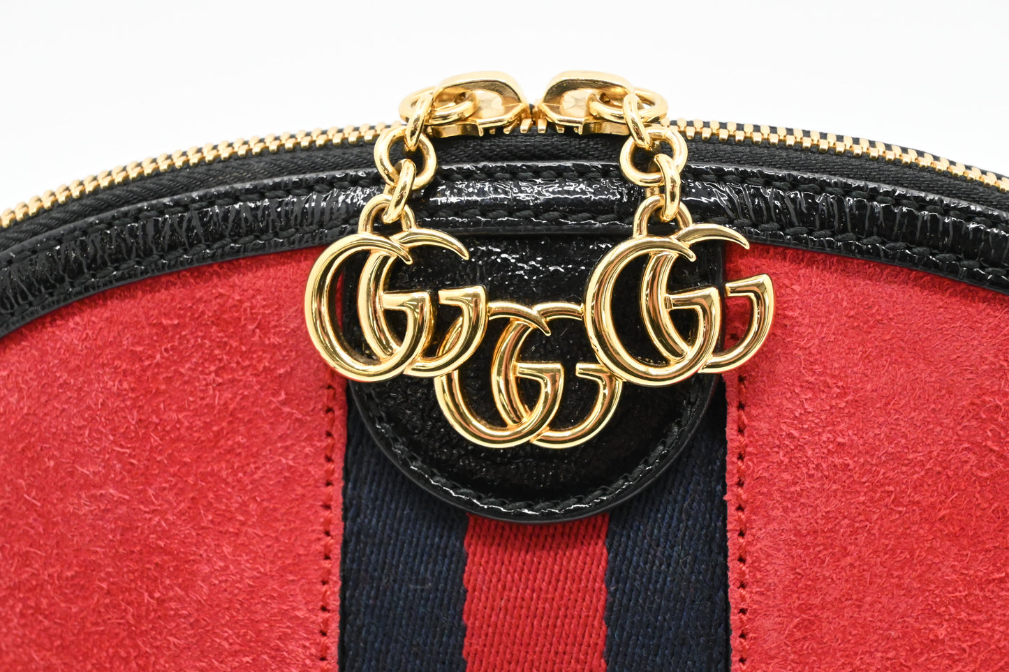 Gucci Ophidia Dome Crossbody Bag in Red Suede Leather