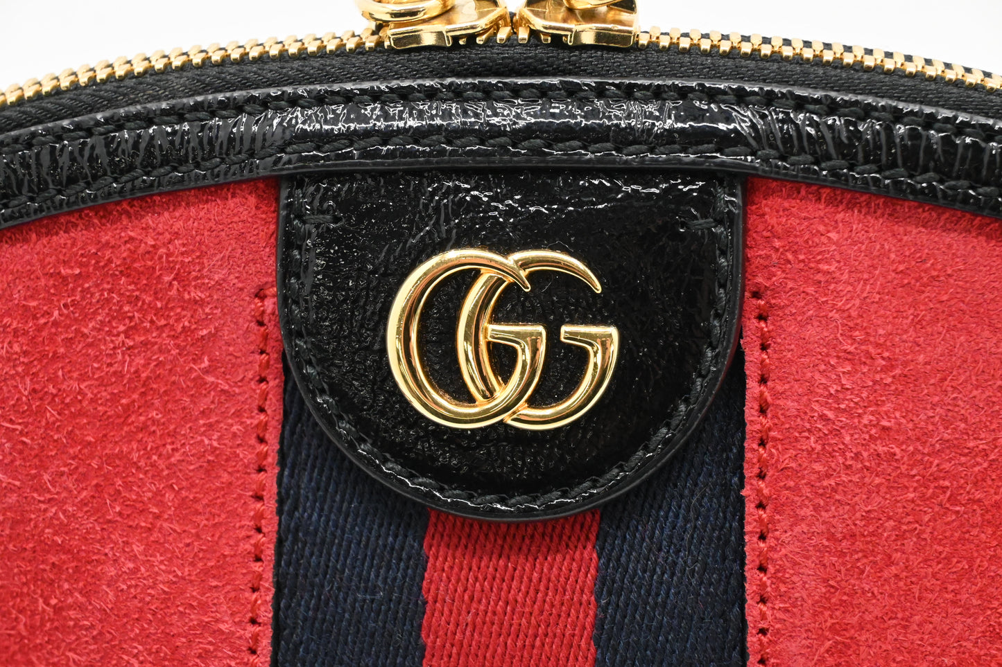 Gucci Ophidia Dome Crossbody Bag in Red Suede Leather
