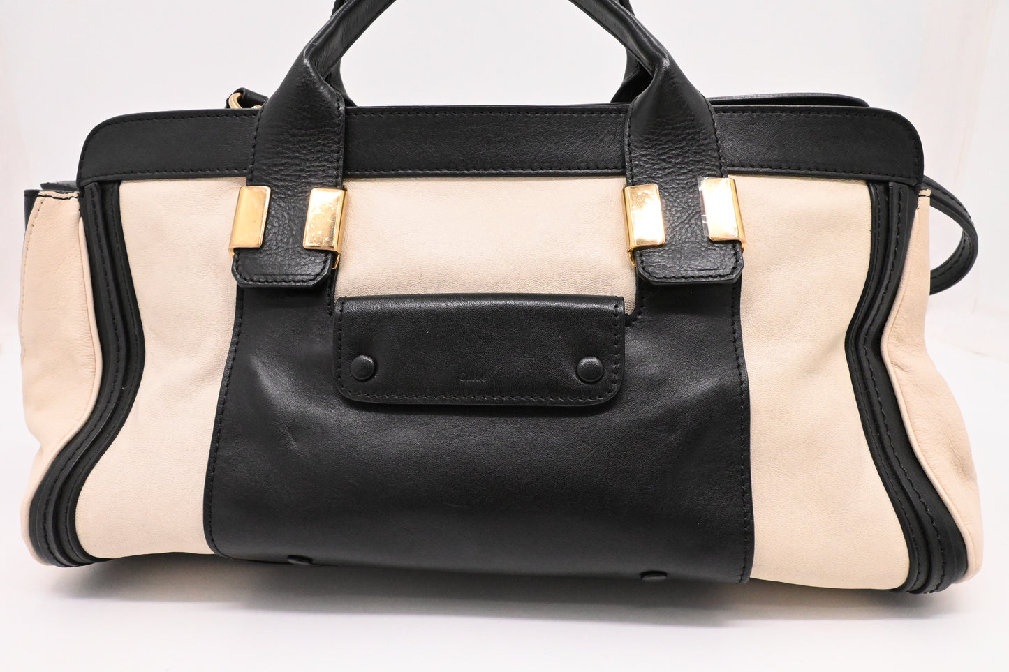 Chloe Large Alice in Cream and Black Leather