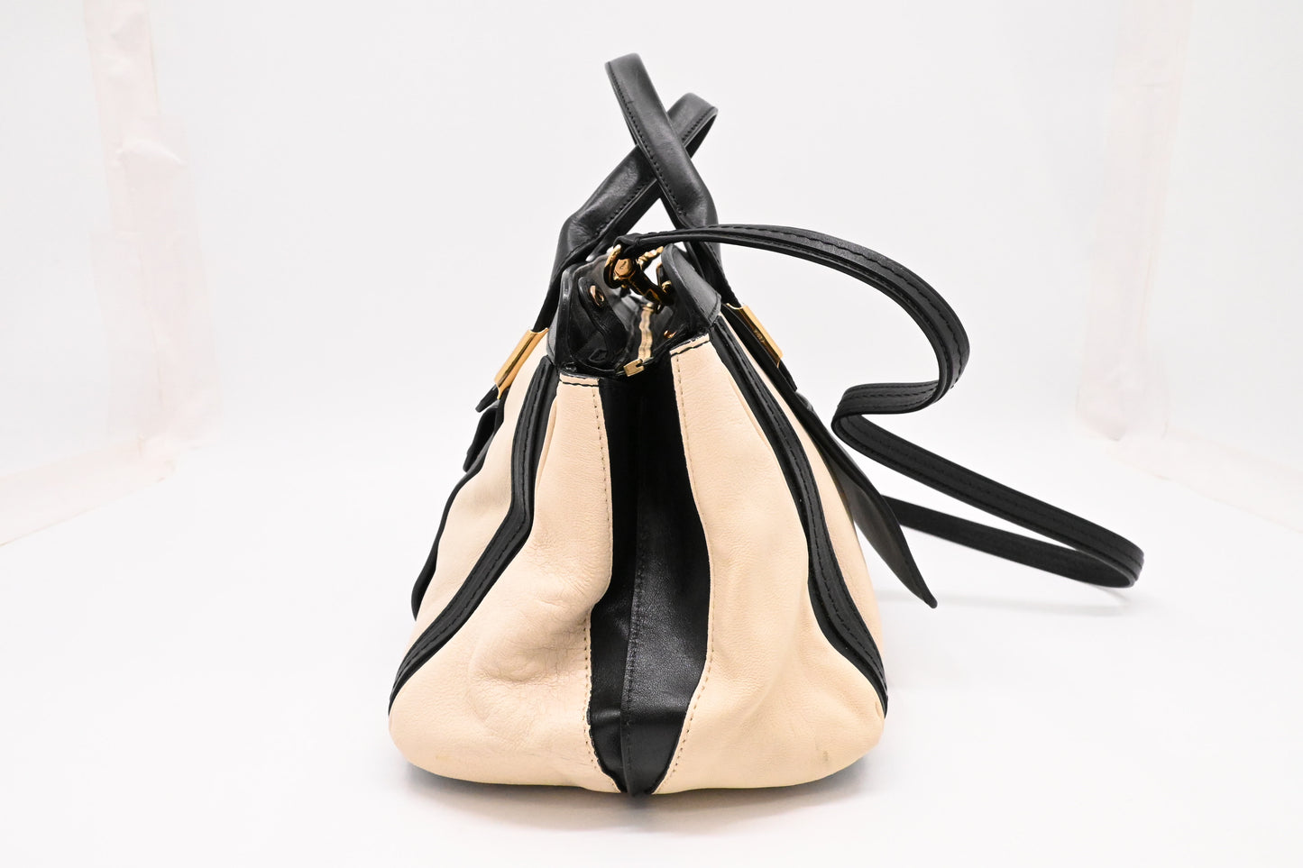 Chloe Large Alice in Cream and Black Leather