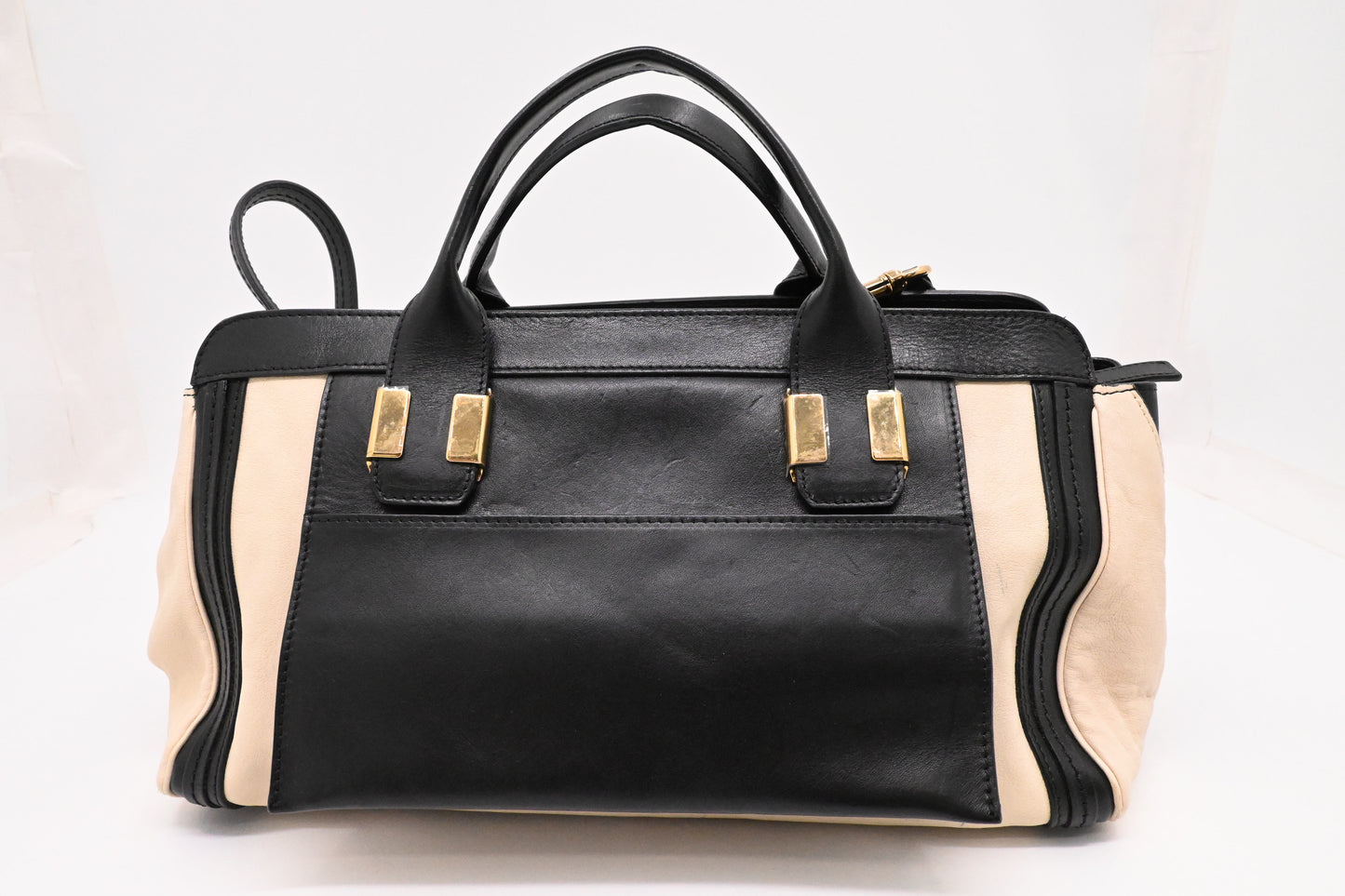 Chloe Large Alice in Cream and Black Leather