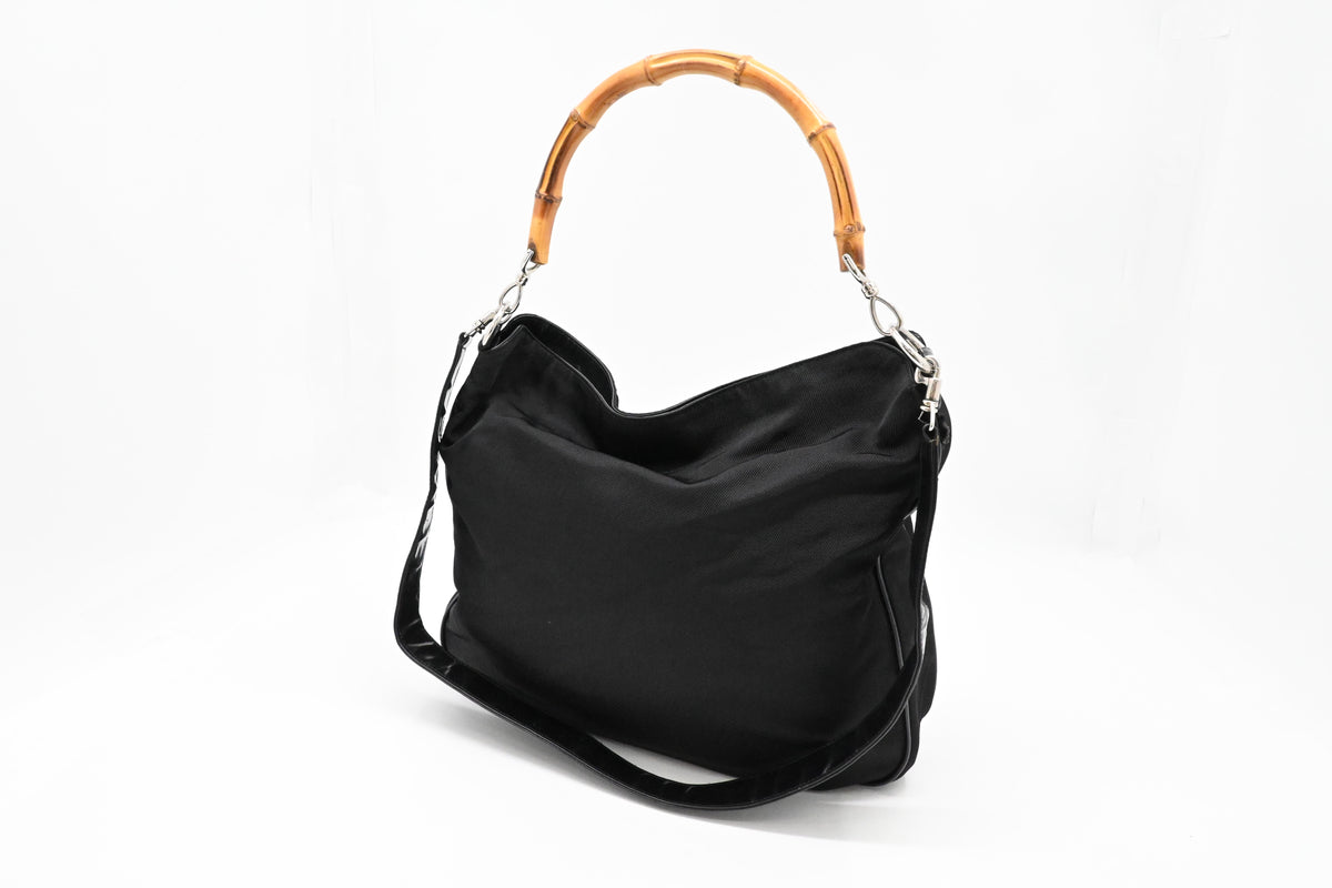 Gucci Bamboo Handbag in Black Nylon