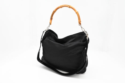 Gucci Bamboo Handbag in Black Nylon
