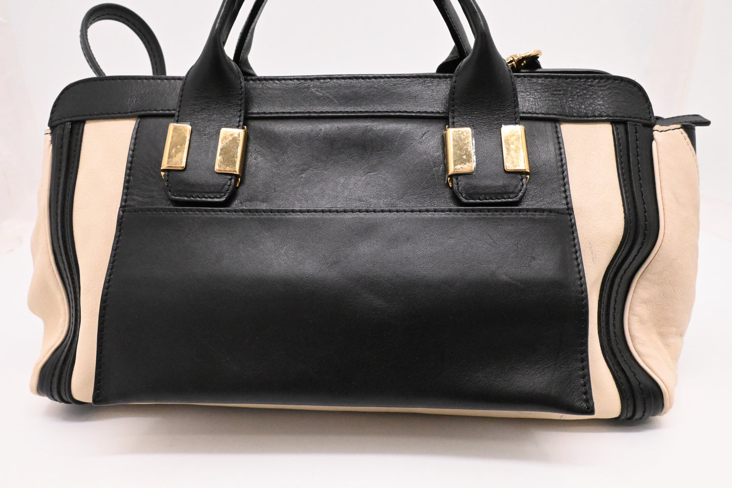 Chloe Large Alice in Cream and Black Leather