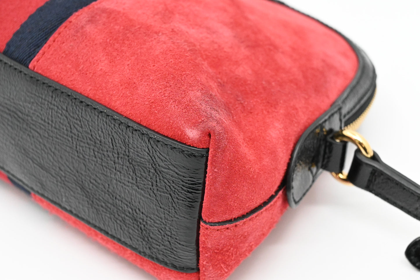 Gucci Ophidia Dome Crossbody Bag in Red Suede Leather