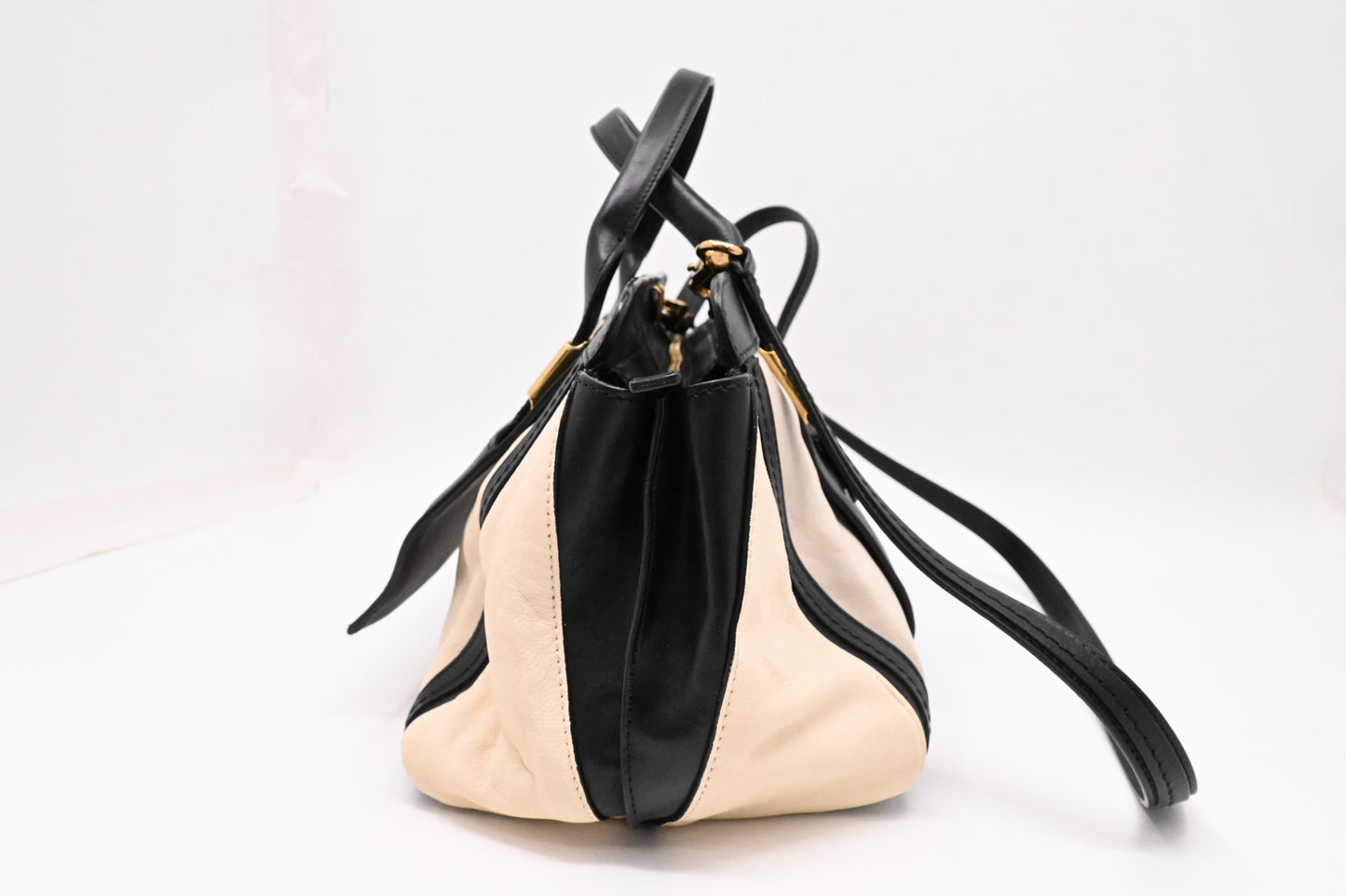 Chloe Large Alice in Cream and Black Leather
