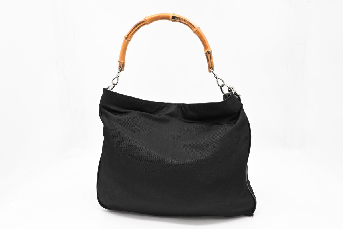Gucci Bamboo Handbag in Black Nylon