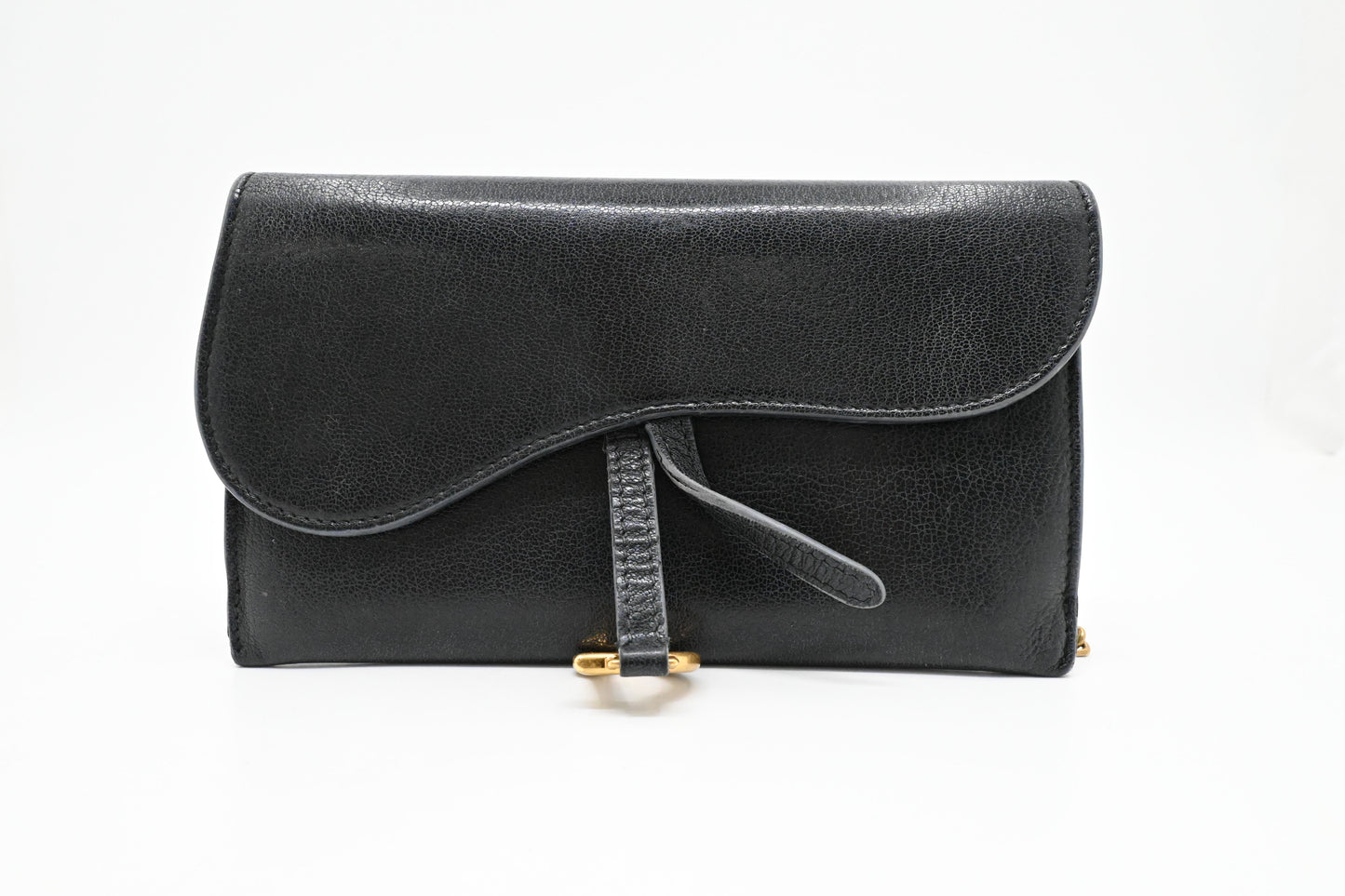 Dior Saddle Wallet on Chain in Navy Blue Leather