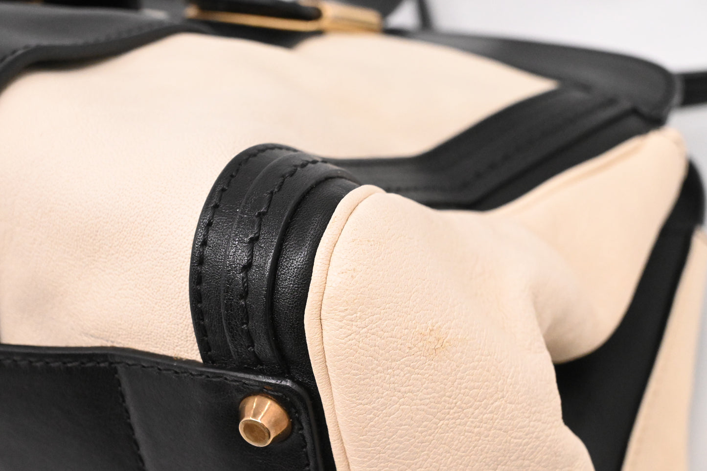 Chloe Large Alice in Cream and Black Leather