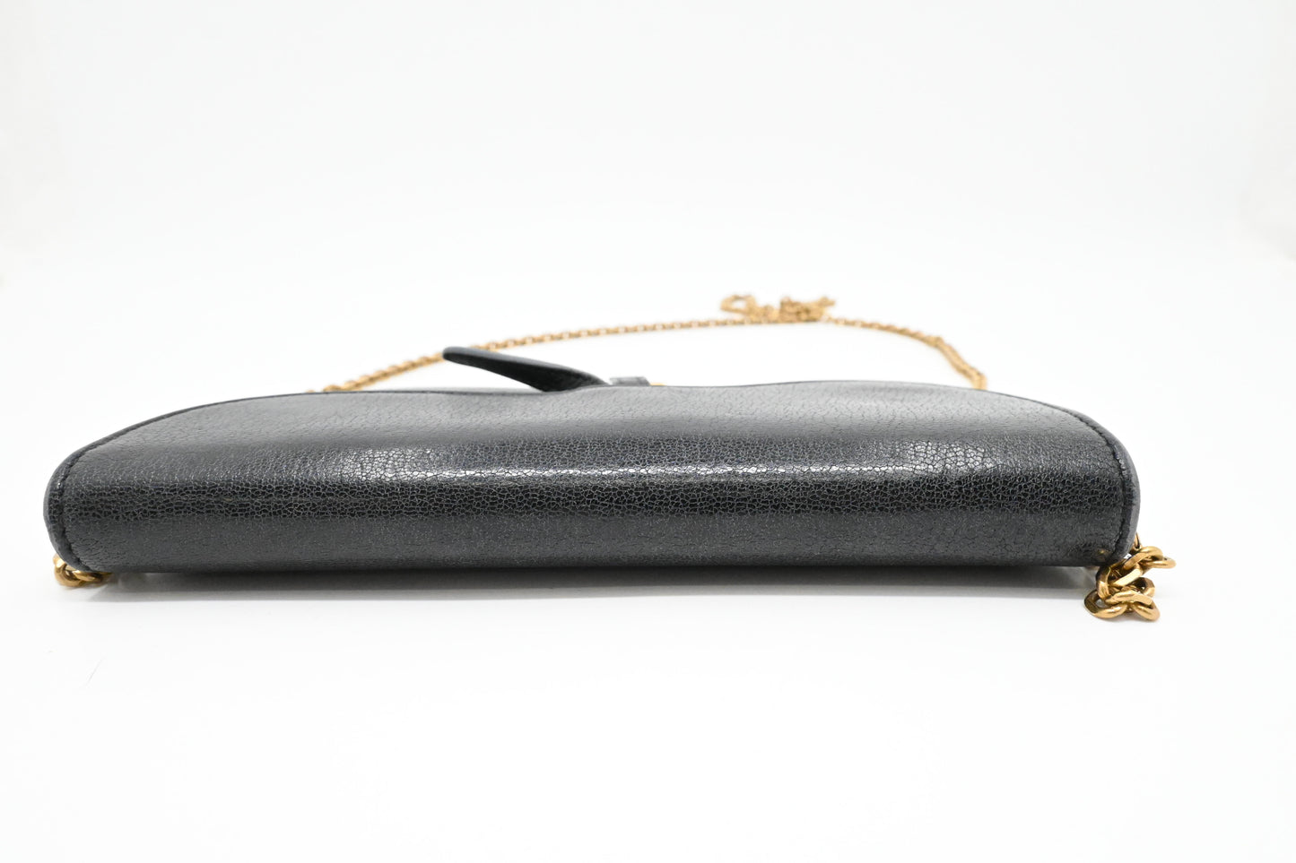 Dior Saddle Wallet on Chain in Navy Blue Leather
