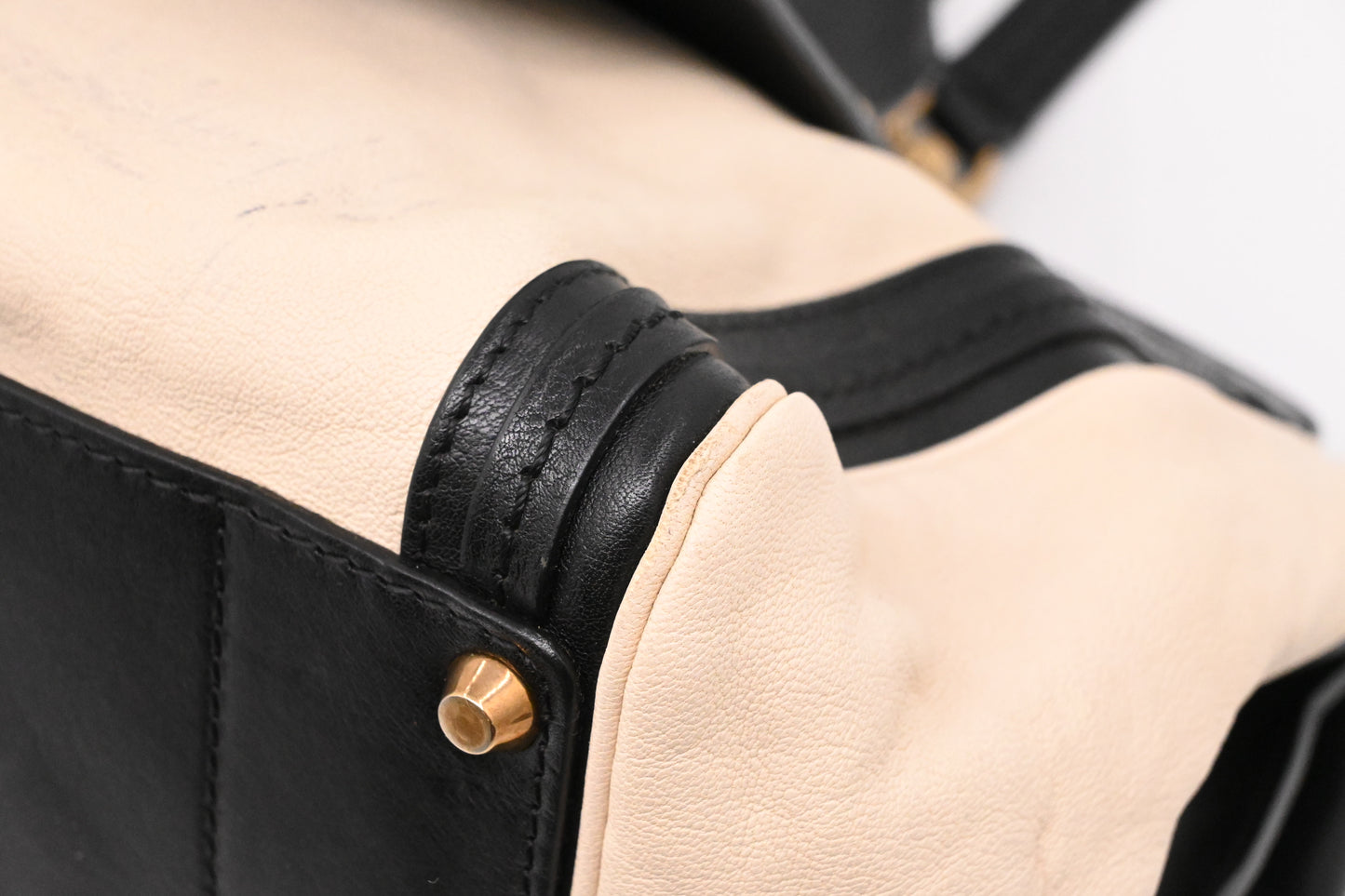 Chloe Large Alice in Cream and Black Leather