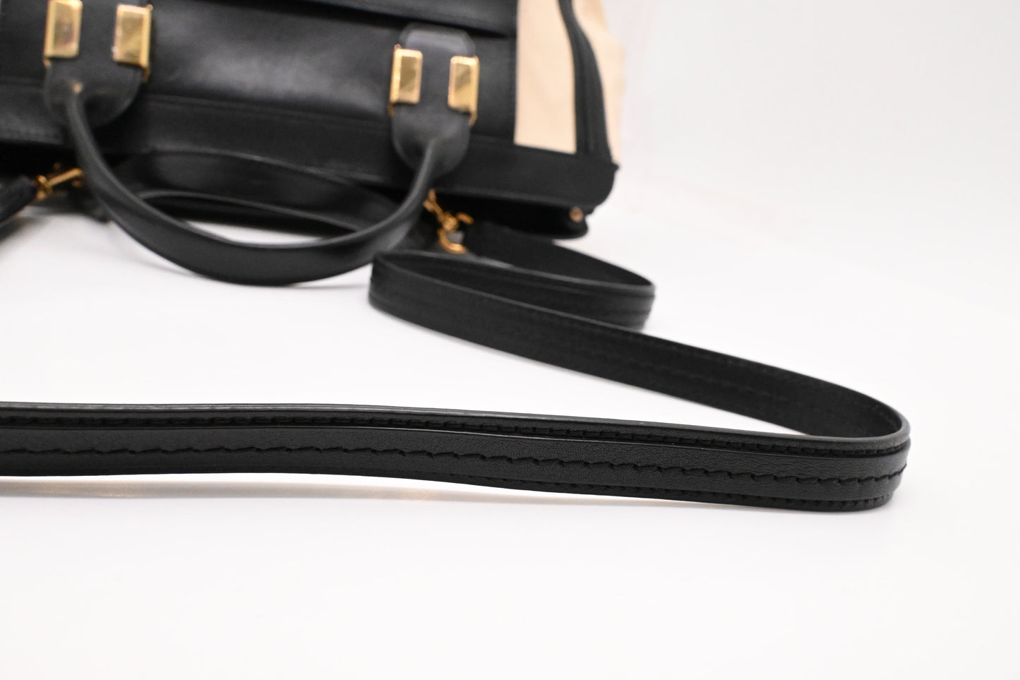 Chloe Large Alice in Cream and Black Leather