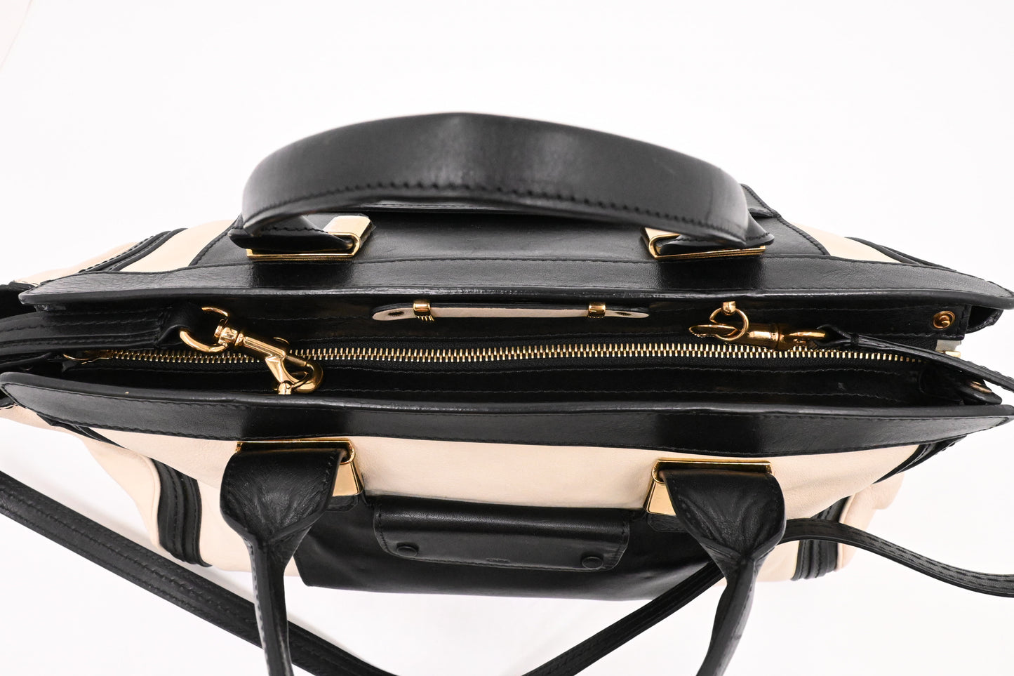 Chloe Large Alice in Cream and Black Leather