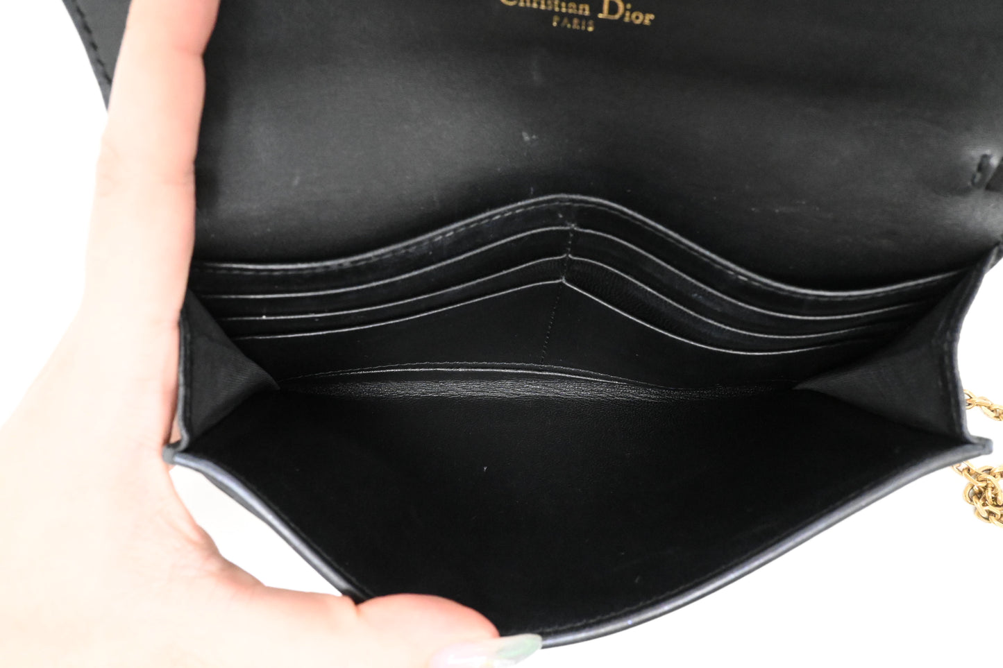 Dior Saddle Wallet on Chain in Navy Blue Leather