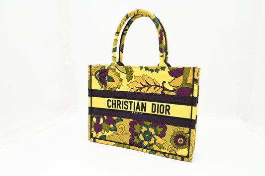 Dior Medium Book Tote in Yellow and Purple Canvas