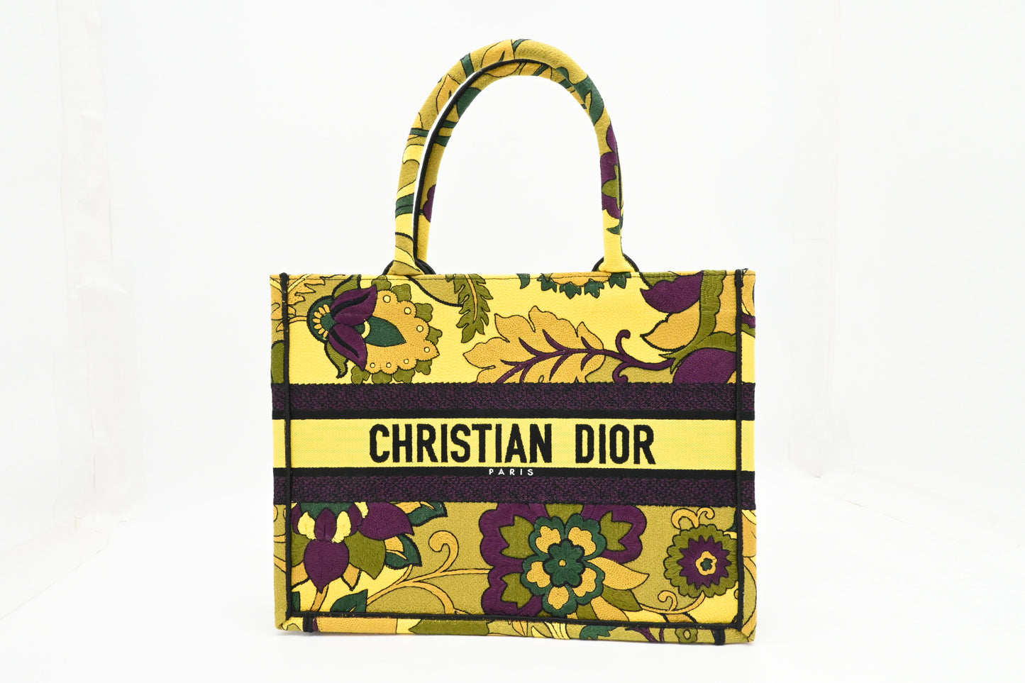 Dior Medium Book Tote in Yellow and Purple Canvas