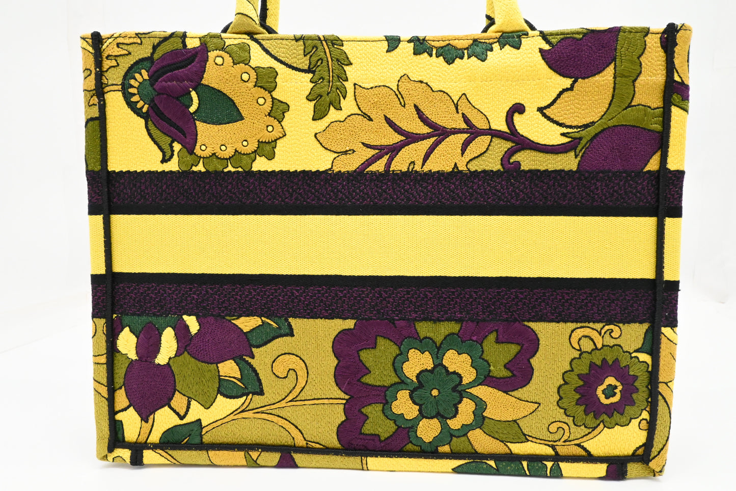 Dior Medium Book Tote in Yellow and Purple Canvas