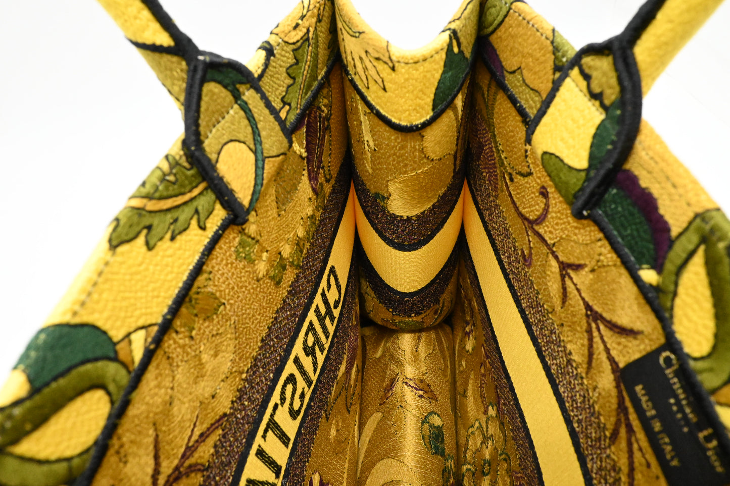 Dior Medium Book Tote in Yellow and Purple Canvas