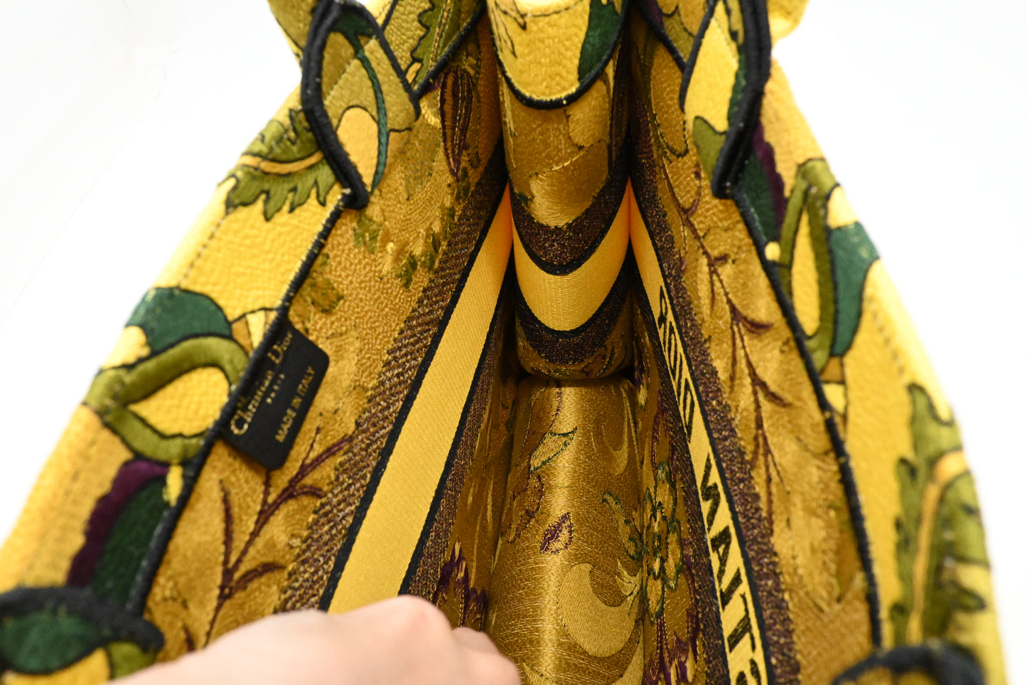 Dior Medium Book Tote in Yellow and Purple Canvas