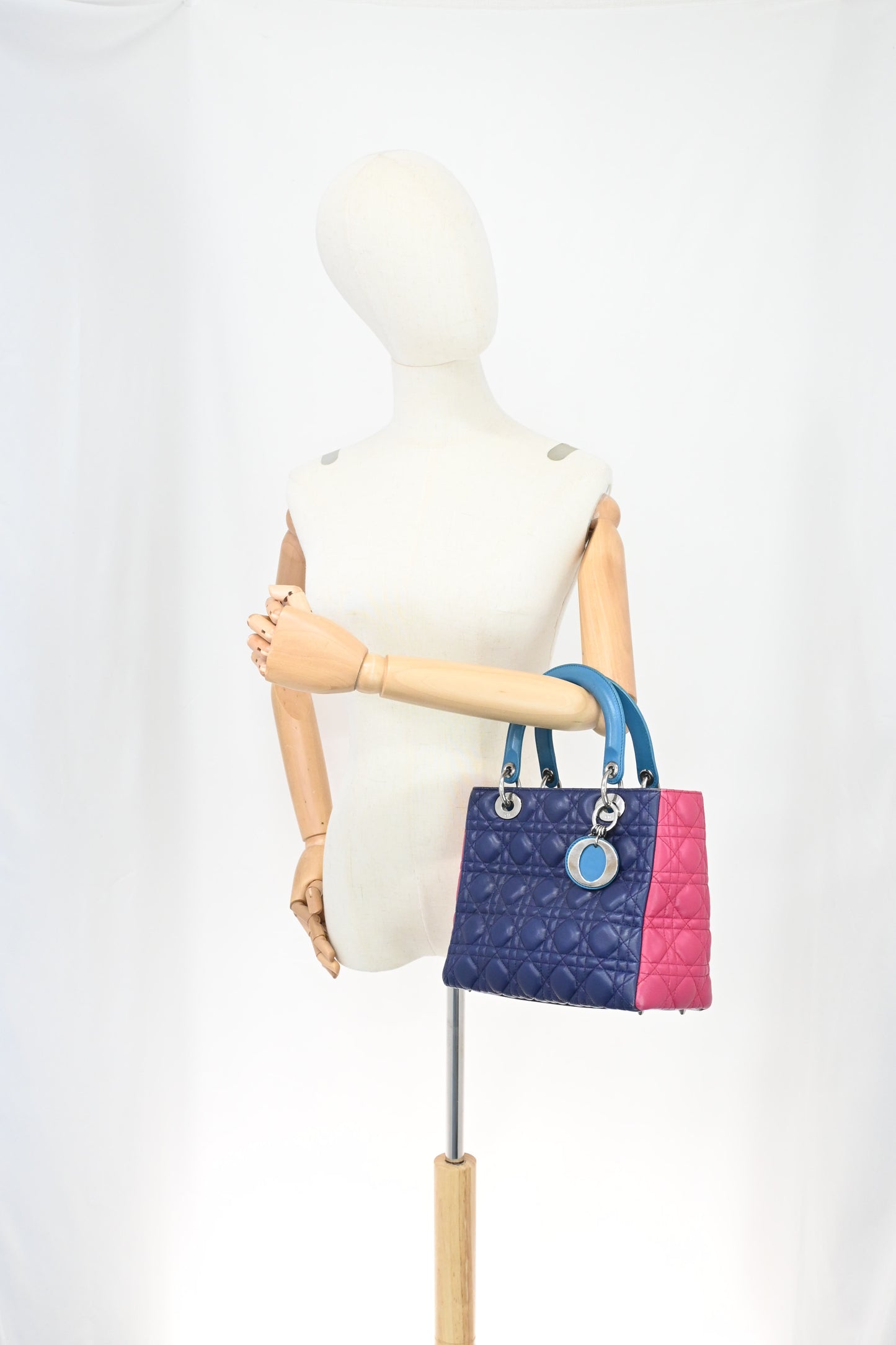 Dior Lady Dior in Blue, Fuchsia and Turquoise Cannage Lambskin
