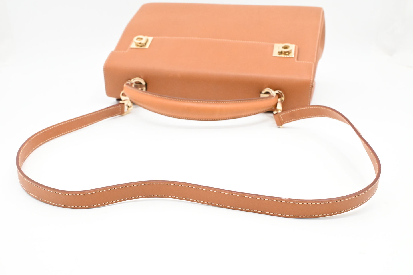 Ferragamo Two Way Bag in Tan Leather