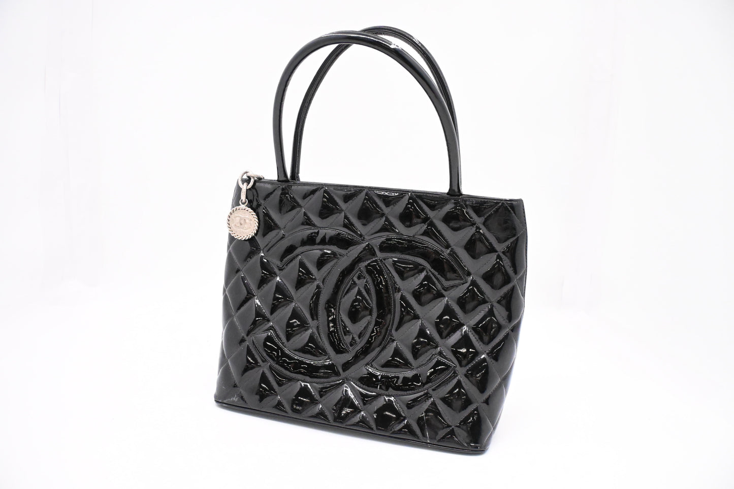 Chanel Medallion Tote in Black Patent Leather