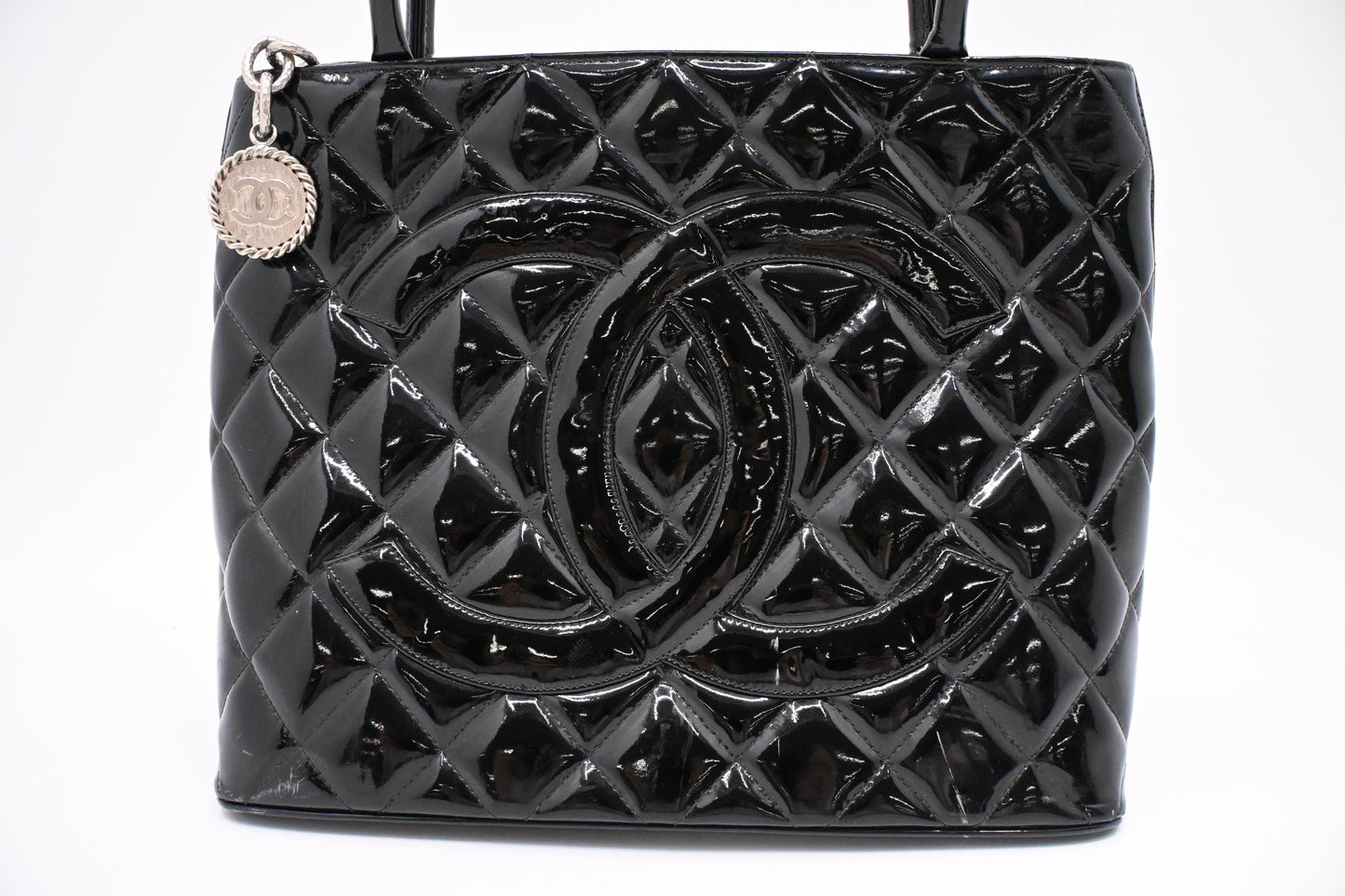 Chanel Medallion Tote in Black Patent Leather