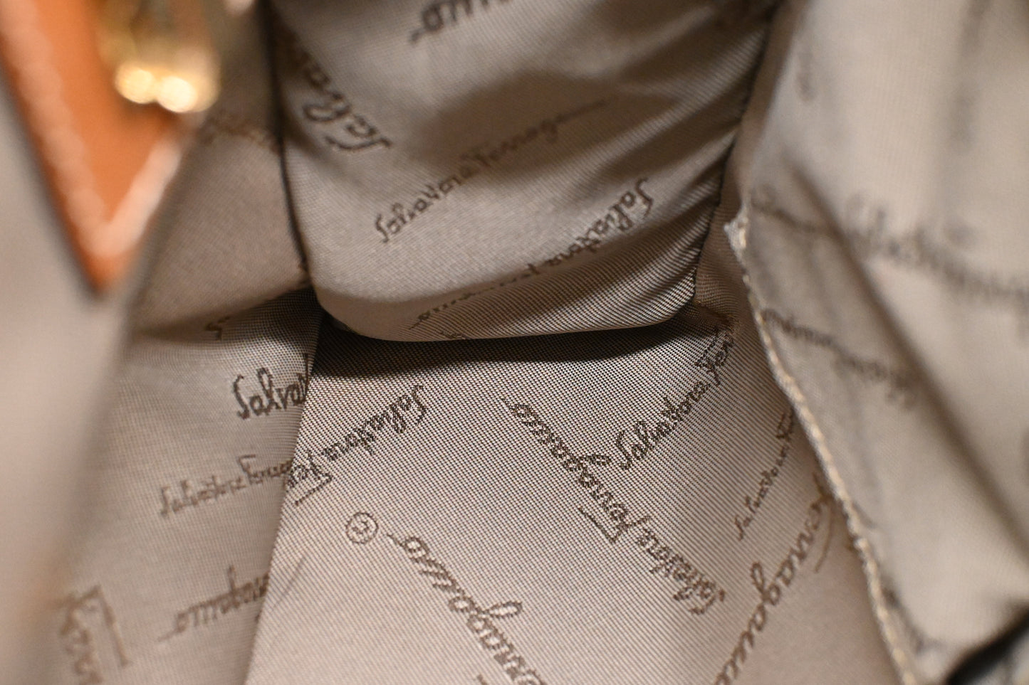 Ferragamo Two Way Bag in Tan Leather