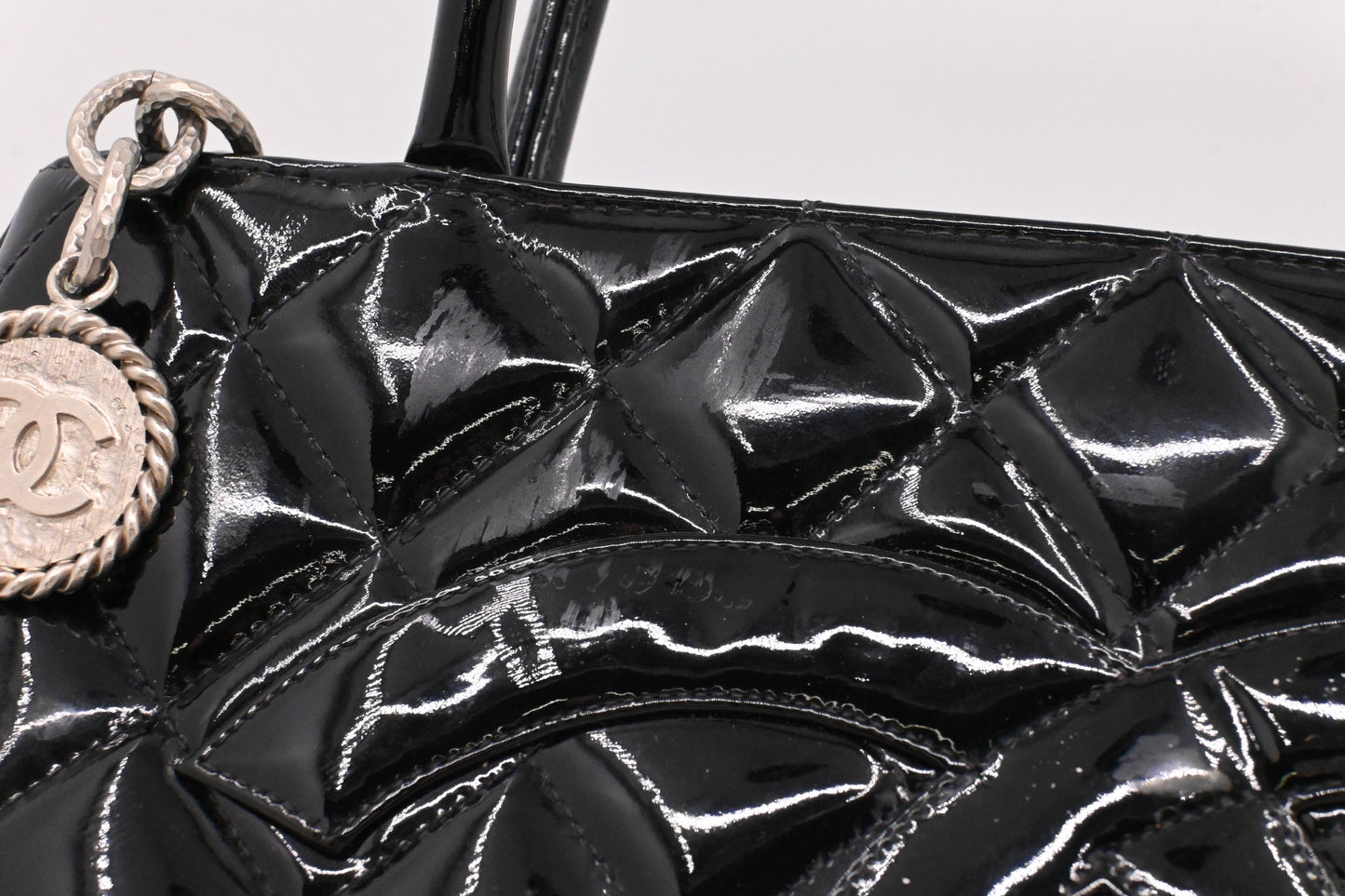 Chanel Medallion Tote in Black Patent Leather