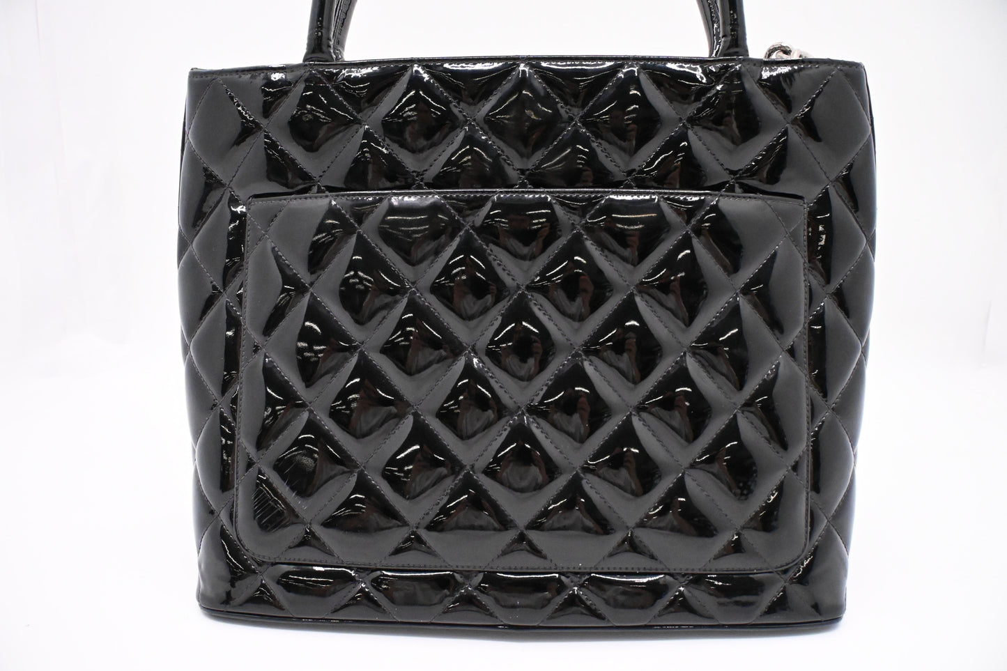 Chanel Medallion Tote in Black Patent Leather